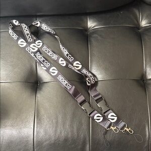 SPARCO Black Lanyard Keychain 2pack set